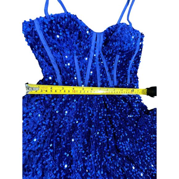 BLUE SEQUINS FLUFFY DRESS , Very Soft, Size M, Fairy Baby Doll, 90's, Stunning! - Picture 6 of 6